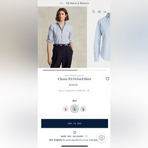 Women’s Ralph Lauren Oxford blue button down shirt